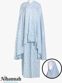 2 Piece Prayer Outfit in Blue with Blue Leaf Print ps683