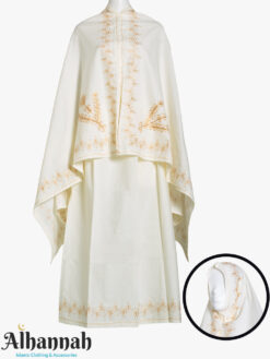 2 Piece Prayer Outfit in Ivory with Gold Embroidery ps686