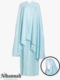 2 Piece Prayer Outfit in Light Blue with Blue Leaf Print ps678