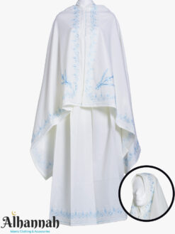 2 Piece Prayer Outfit in White with Blue Embroidery ps692-2