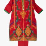 Girls Red Salwar Kameez with Red Floral Embroidery ch627