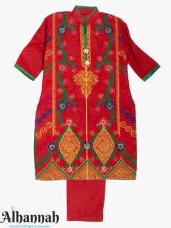Girls Red Salwar Kameez with Red Floral Embroidery ch627
