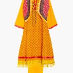 Girls Yellow Salwar Kameez with Lace Up Front ch622