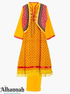 Girls Yellow Salwar Kameez with Lace Up Front ch622